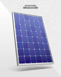 Tilted blue solar panel with grid-patterned cells for renewable energy systems.