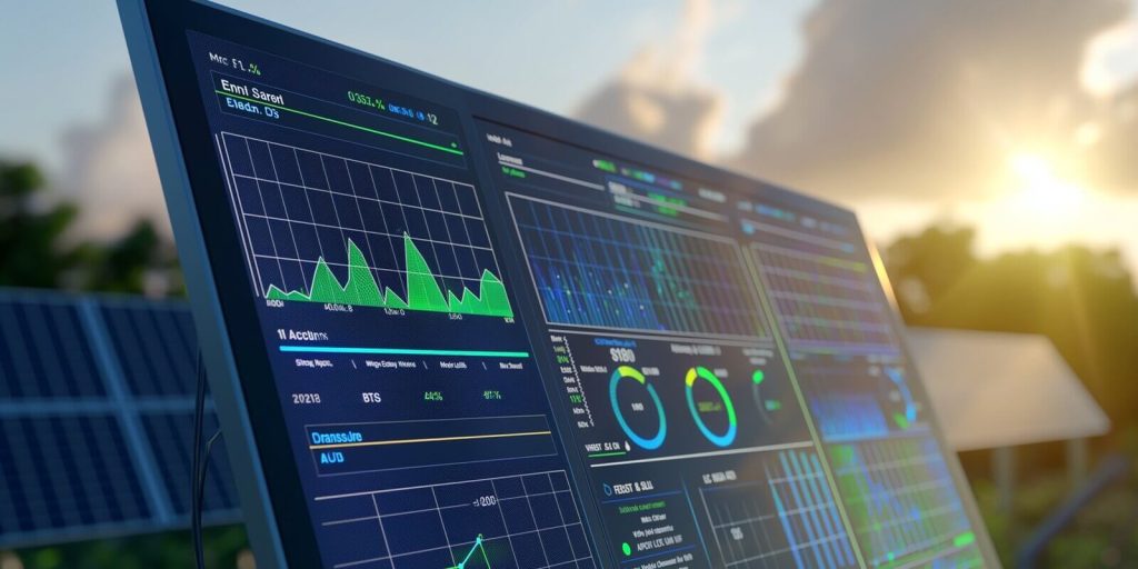 Solar energy monitoring display showing real-time power generation